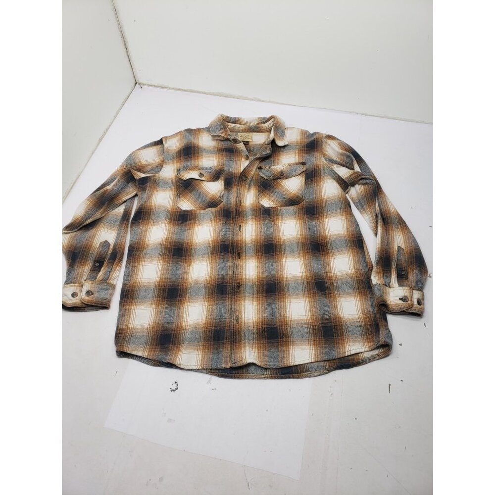 C E Schmidt Workwear Heavy Flannel Shirt Mens Sz XLT Brown Black White Plaid